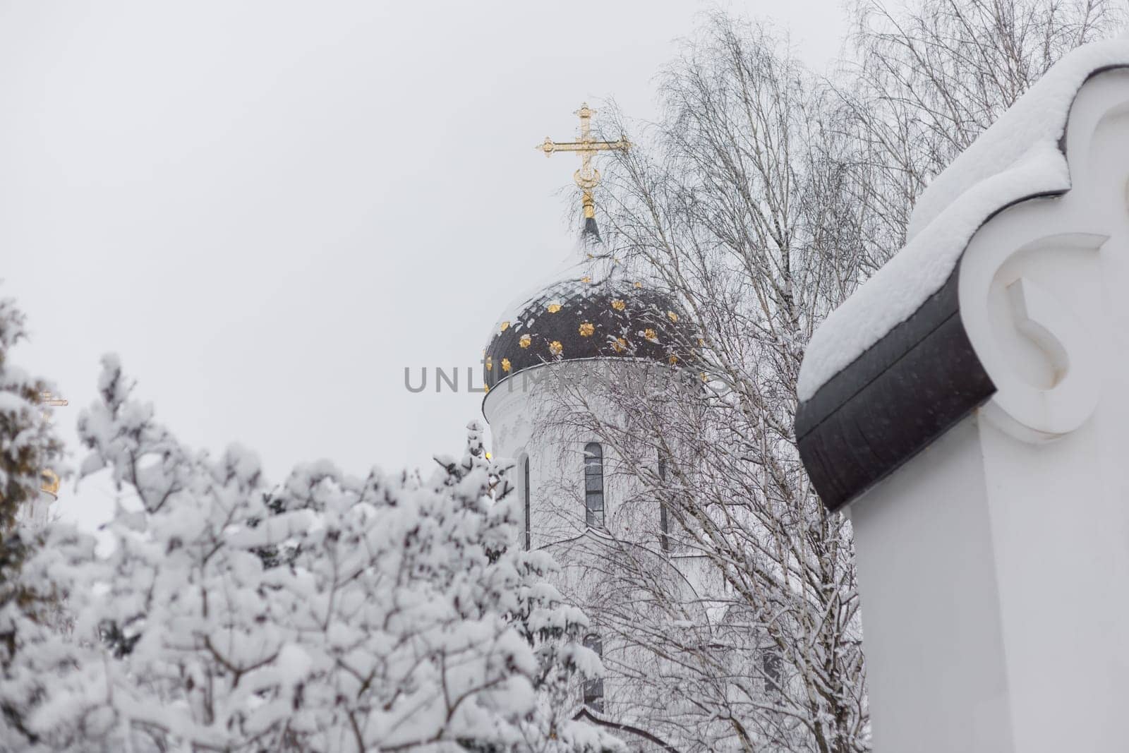 Saint Elisabeth Convent Minsk in winter. Women's Orthodox monastery on the outskirts of Minsk.