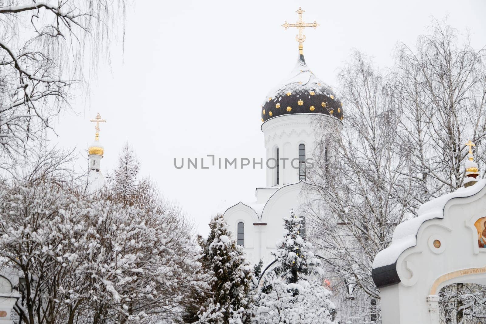 Saint Elisabeth Convent Minsk in winter. Women's Orthodox monastery on the outskirts of Minsk.