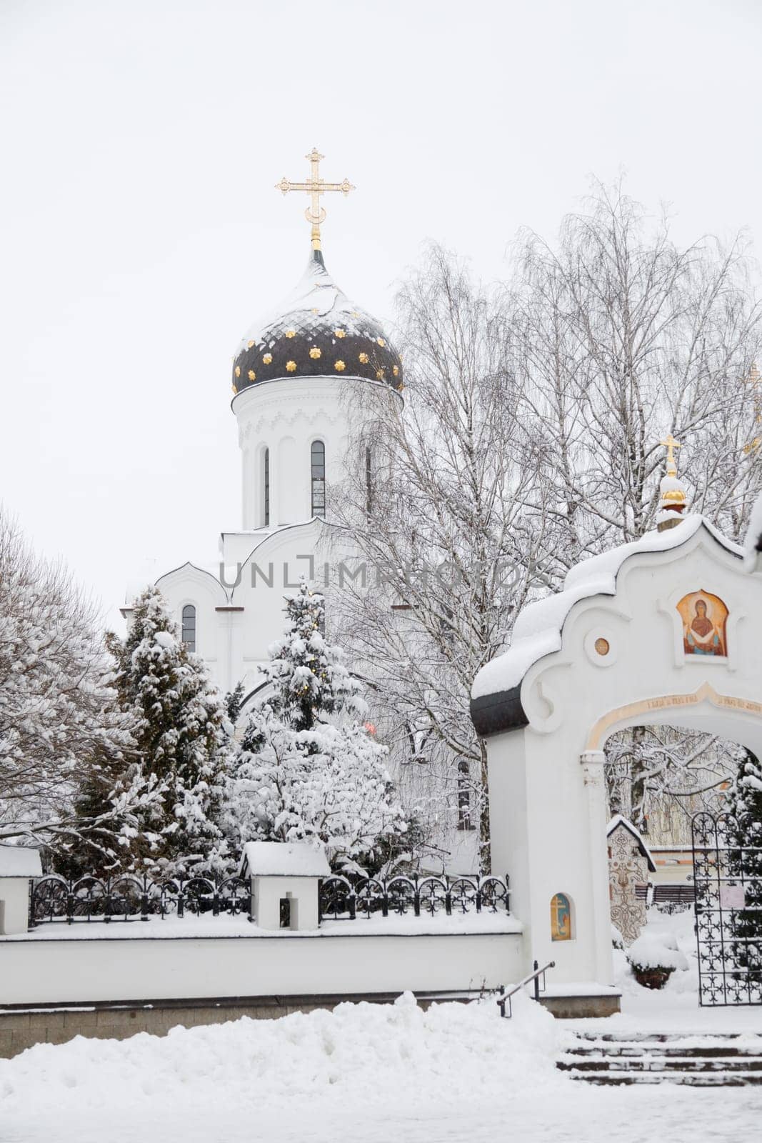 Saint Elisabeth Convent Minsk in winter. Women's Orthodox monastery on the outskirts of Minsk.