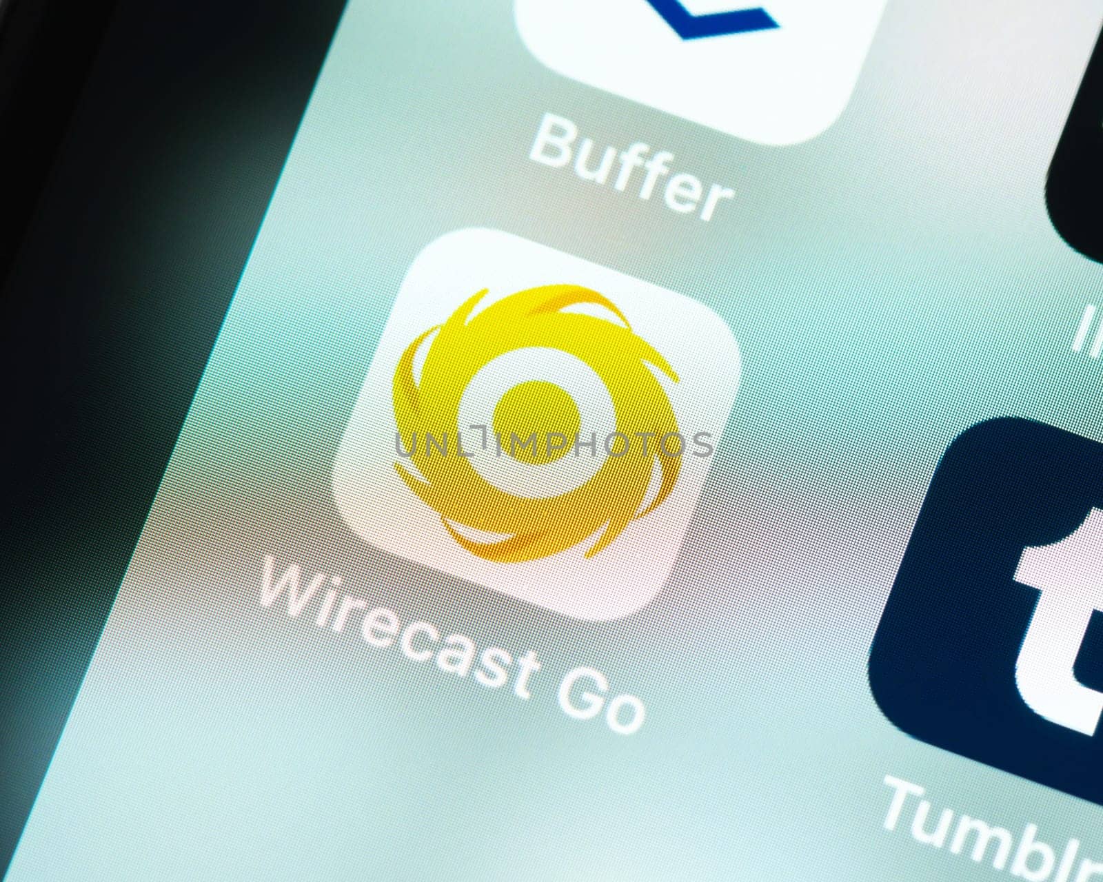 BAYONNE, FRANCE - CIRCA JANUARY 2021: Wirecast Go app icon on Apple iPhone screen. Wirecast Go is a mobile live video streaming production app for iOS.