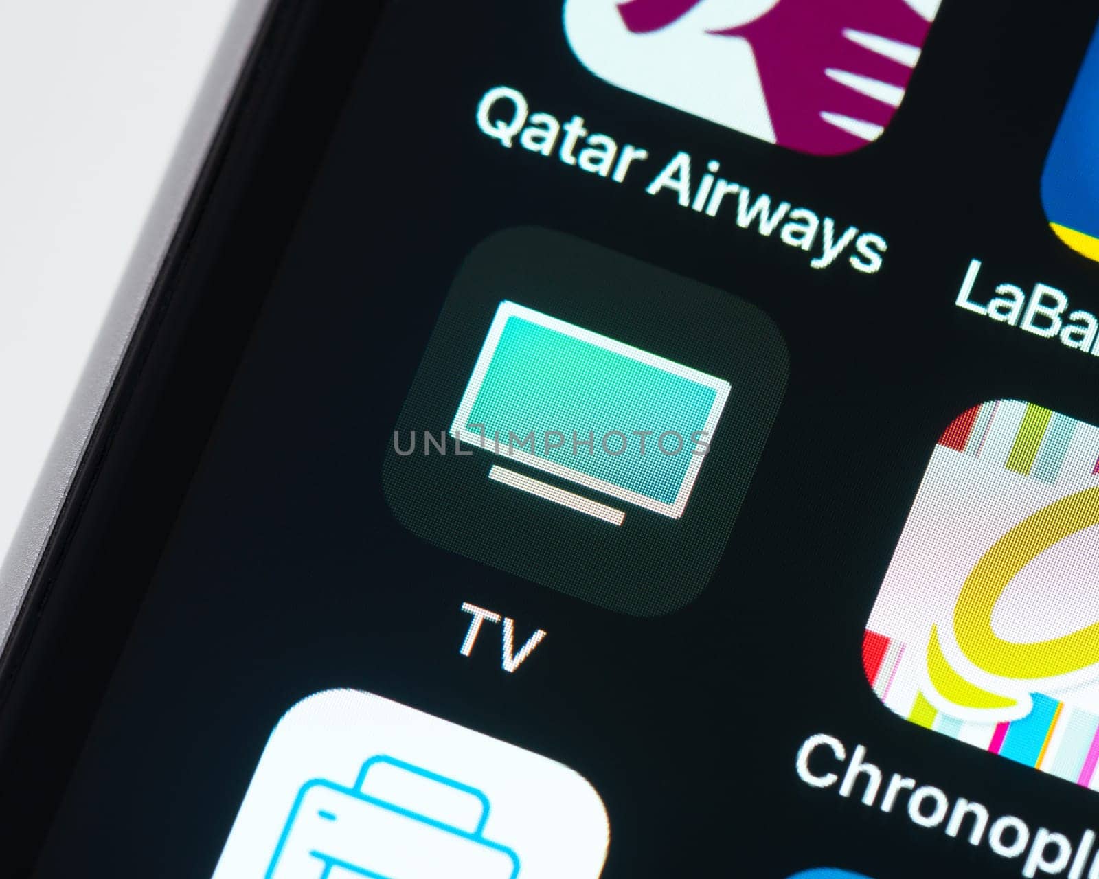 BAYONNE, FRANCE - CIRCA JANUARY 2021: Apple TV app icon on Apple iPhone screen.