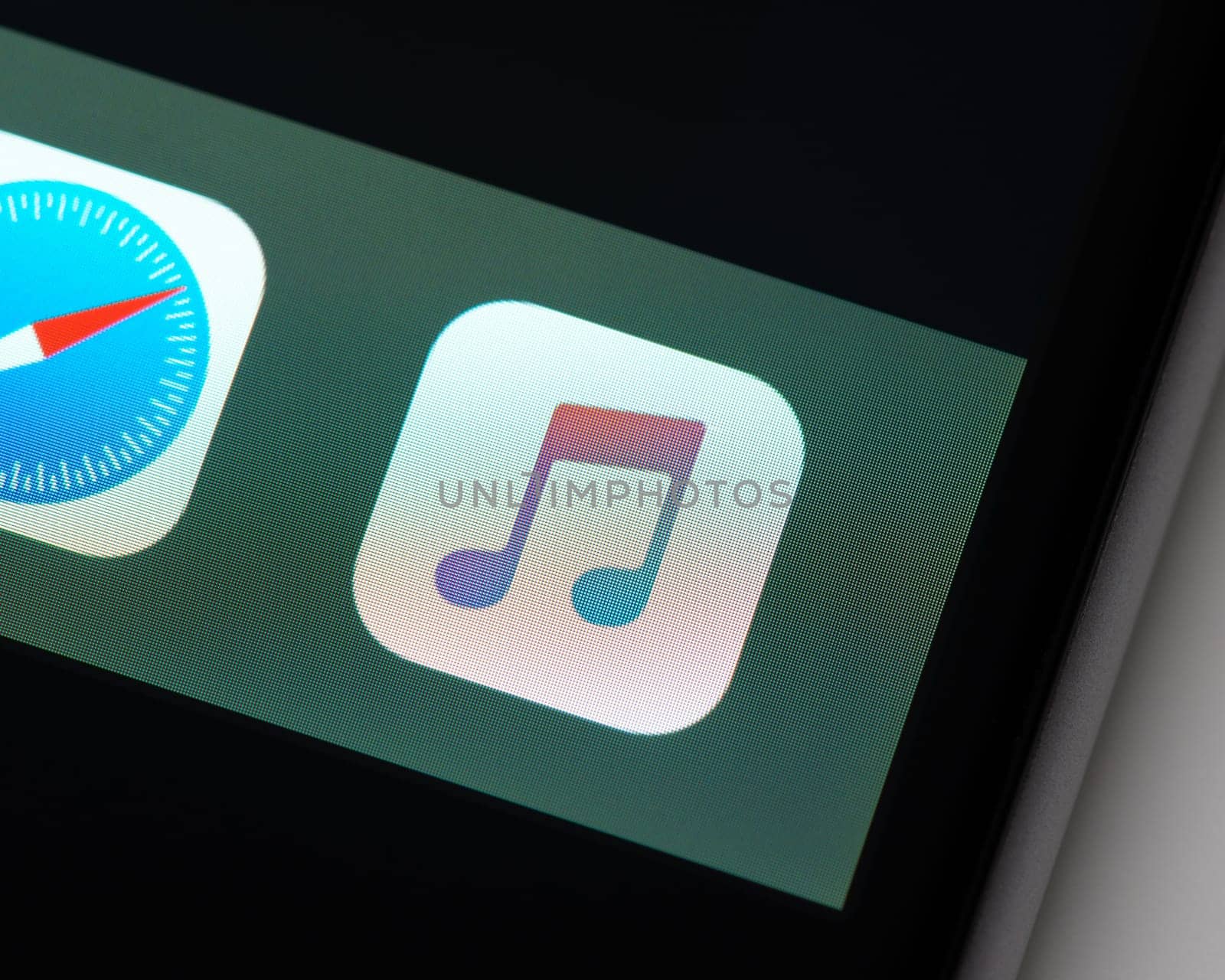 BAYONNE, FRANCE - CIRCA JANUARY 2021: Music app icon on Apple iPhone screen.