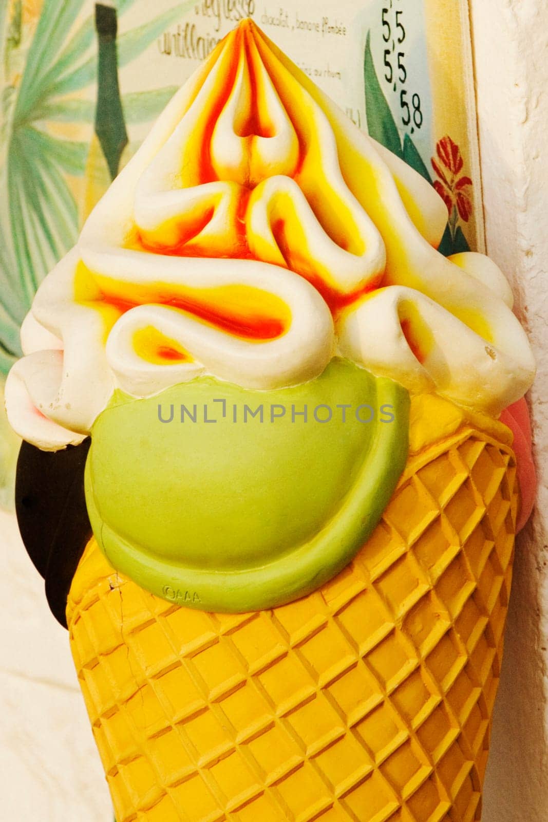 Close-up of a sculpture of an ice-cream cone