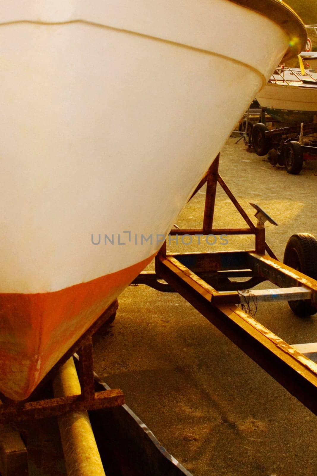 Close-up of a boat on a cart
