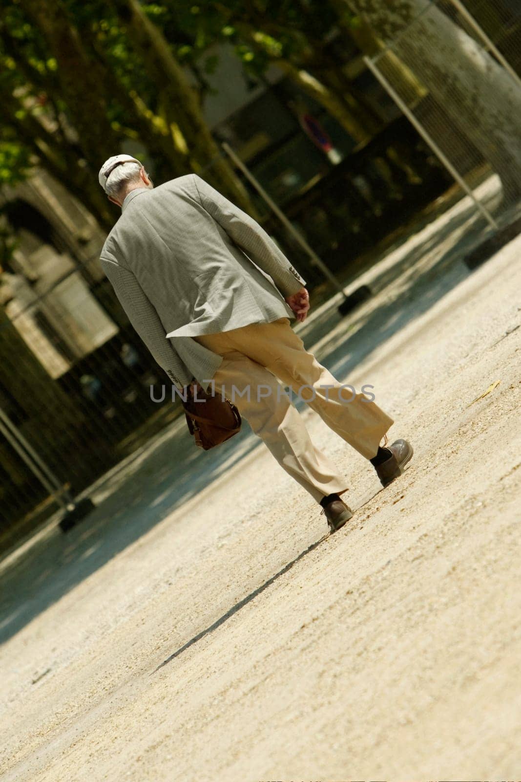 Rear view of a man walking