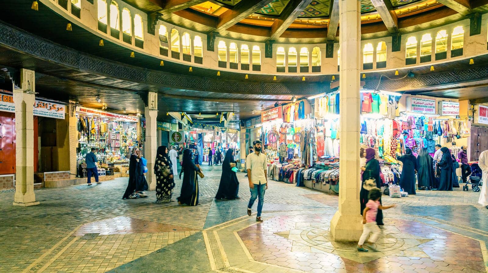 Muscat, Oman, December 3, 2016: Shops at Mutrah Souk - the largest market in Muscat Oman