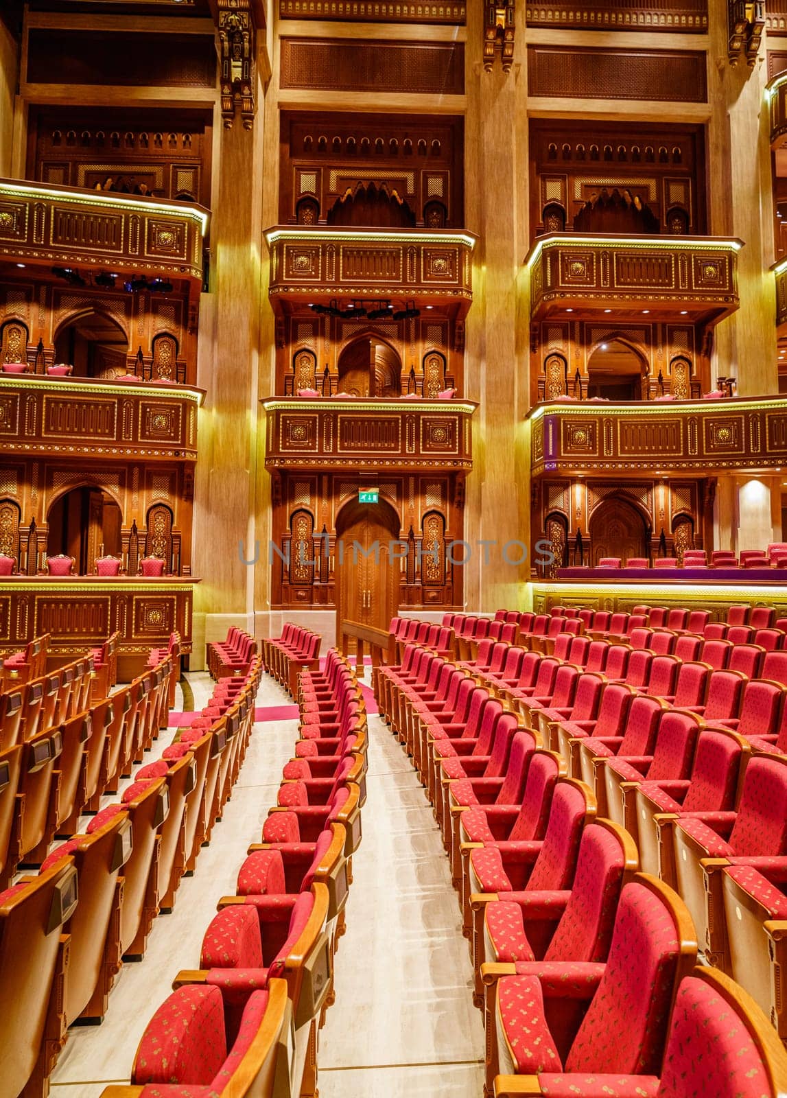 Muscat, Oman, December 3, 2016: Interior view of Royal Opera House in Muscat, Oman