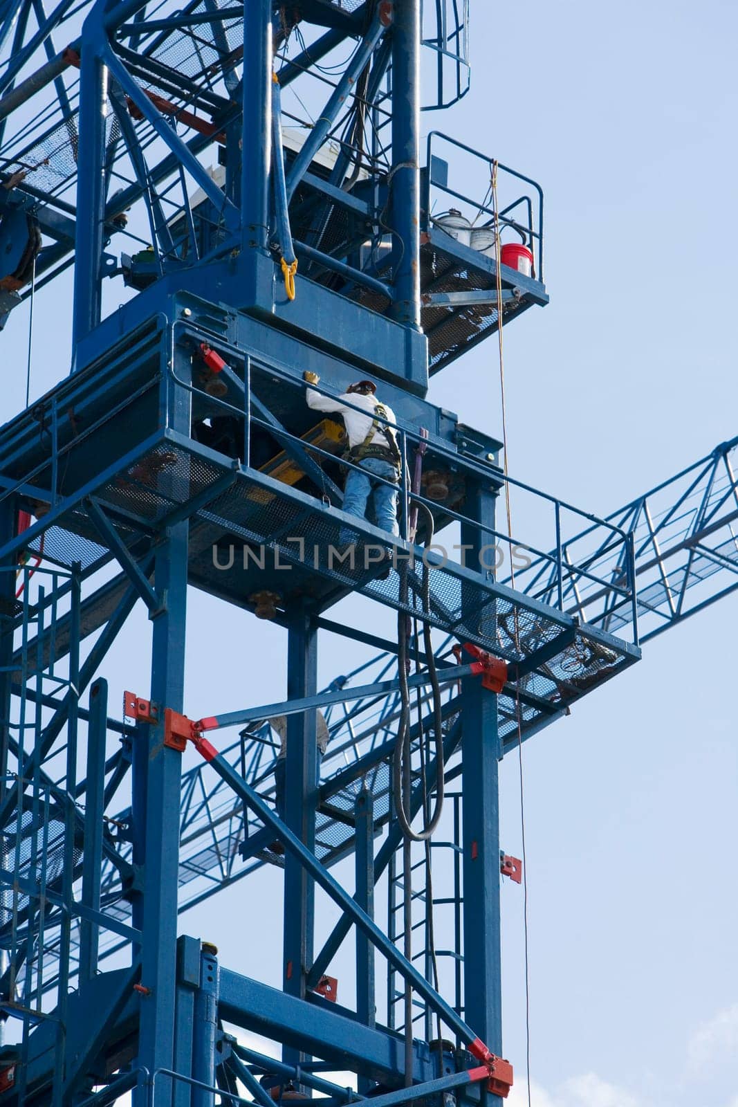 Low angle view of a man working at a construction site