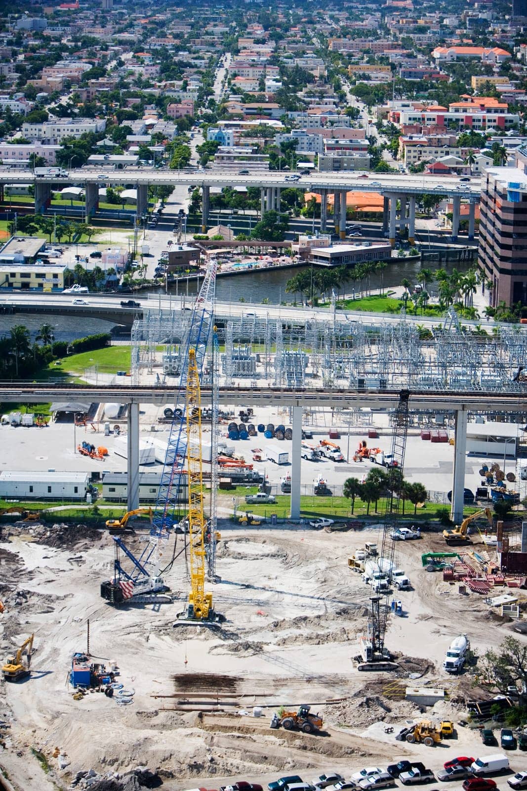 High angle view of a construction site, Miami, Florida, USA