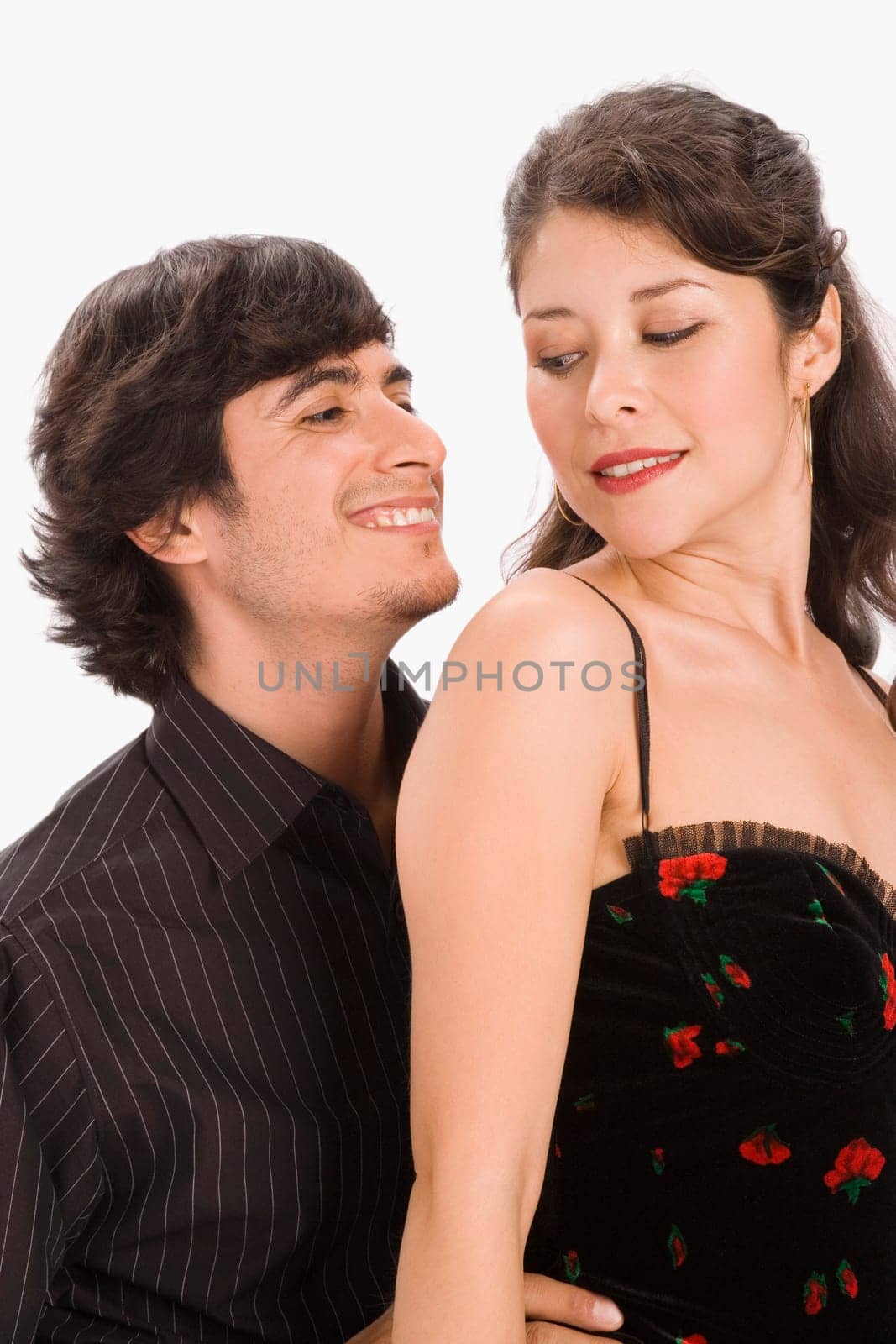 Studio portrait of couple dancing