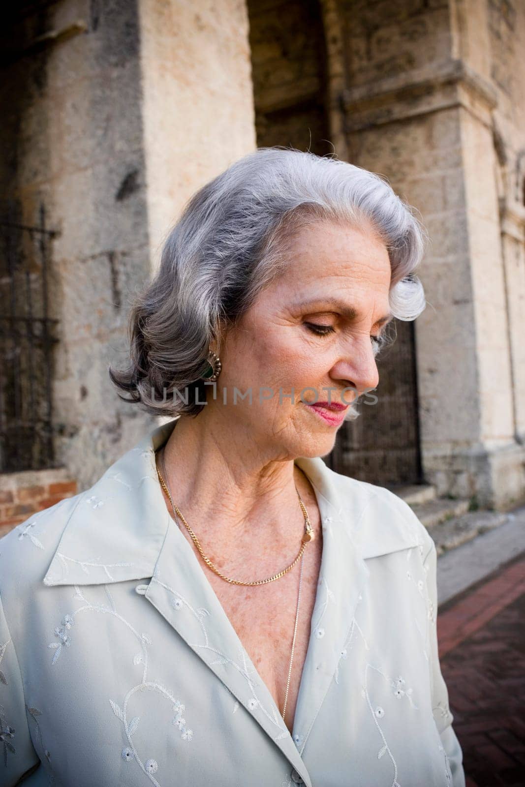Close-up of a senior woman looking down, Santo Domingo, Dominican Republic