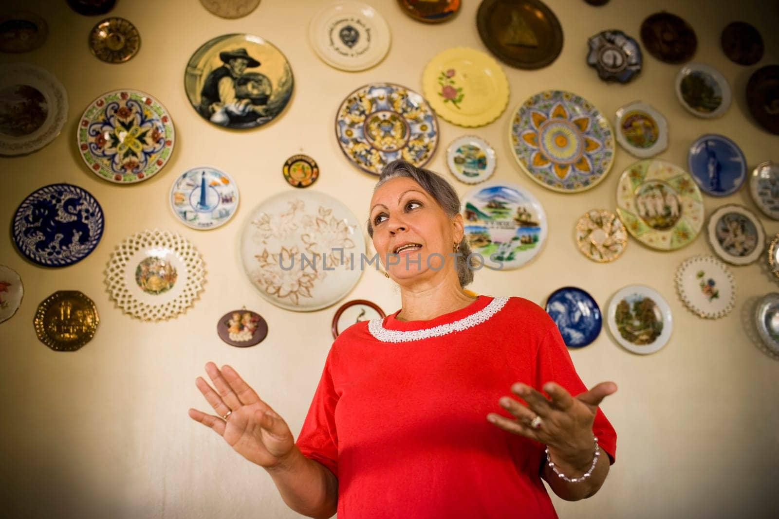 Low angle view of a mature woman gesturing