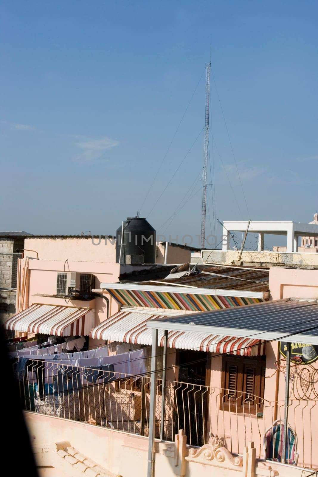High angle view of awnings in a house