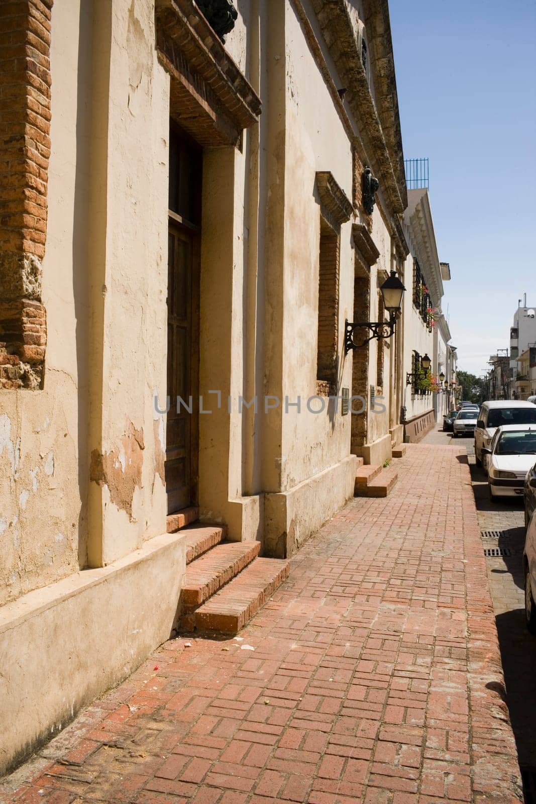 Cars parked in front of houses on the street, Santo Domingo, Dominican Republic
