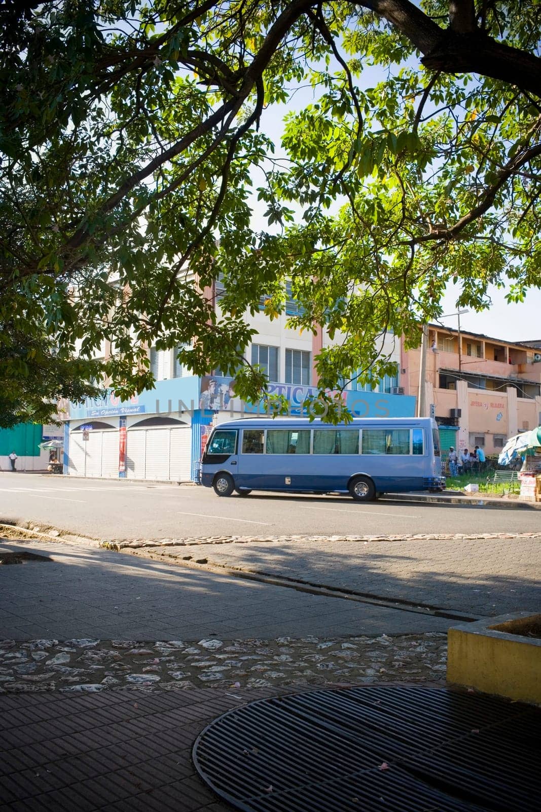 Bus parked in front of a building, Santo Domingo, Dominican Republic
