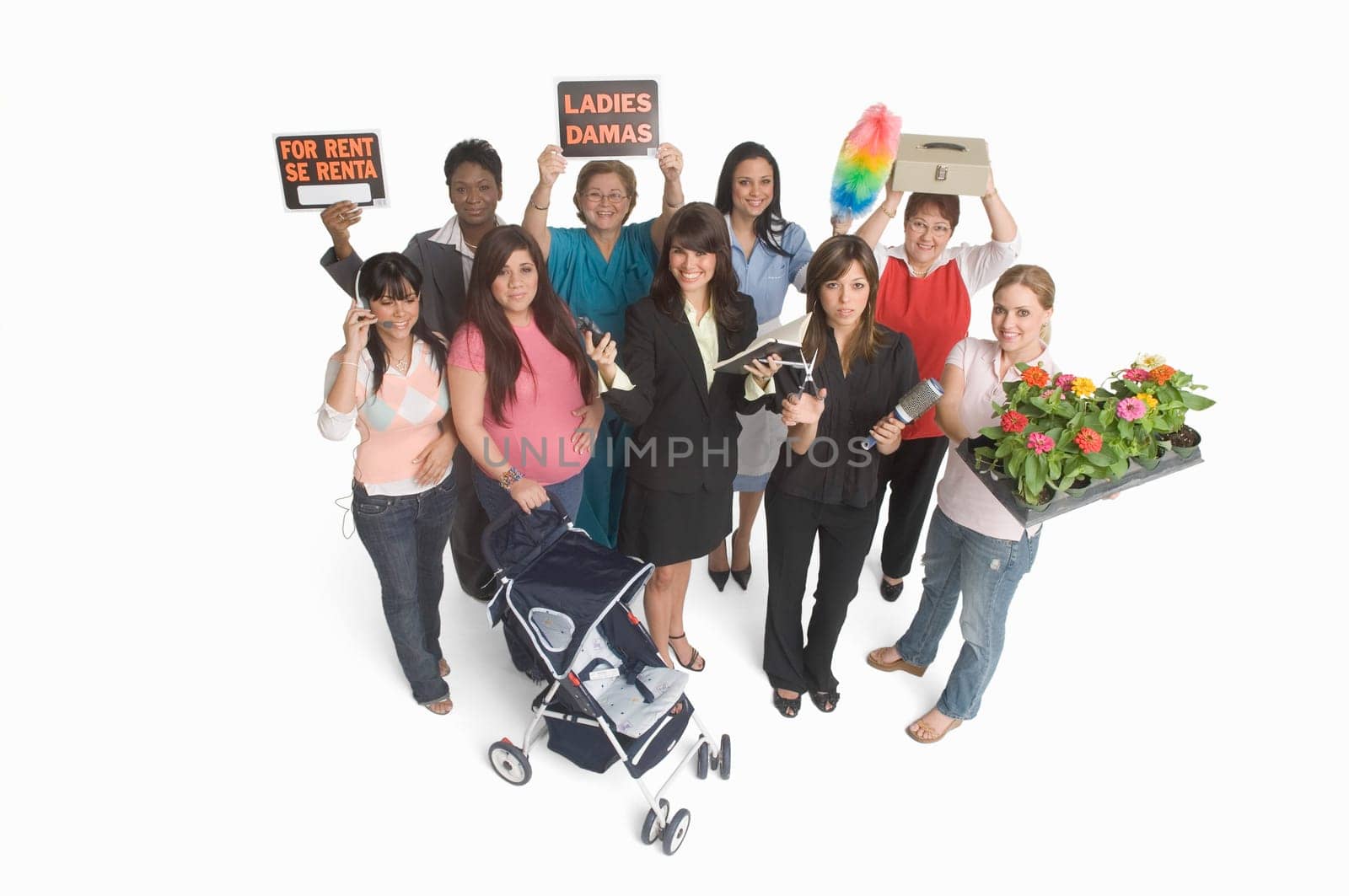 Group portrait of women with different occupations