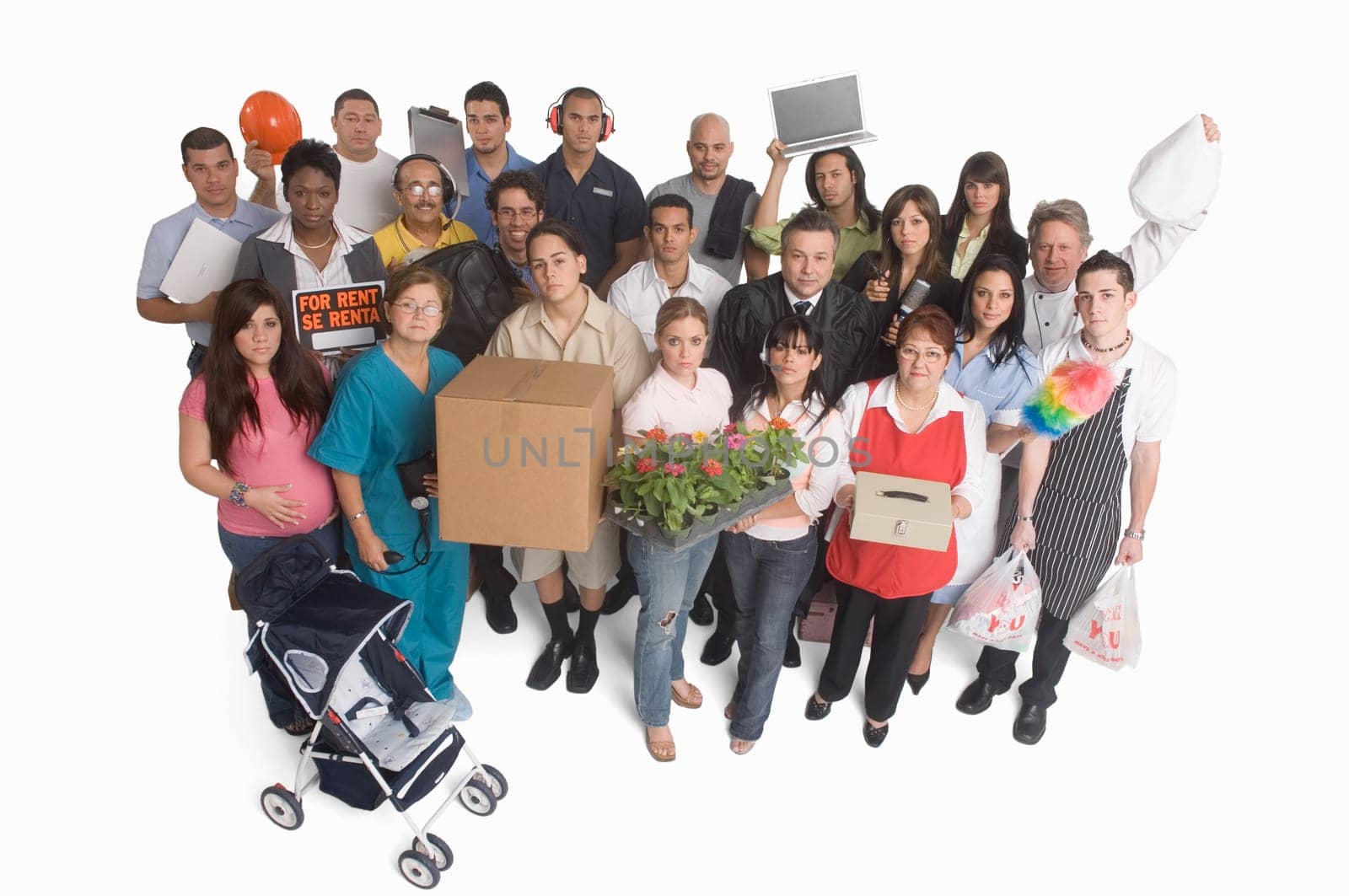 Group portrait of people with different occupations