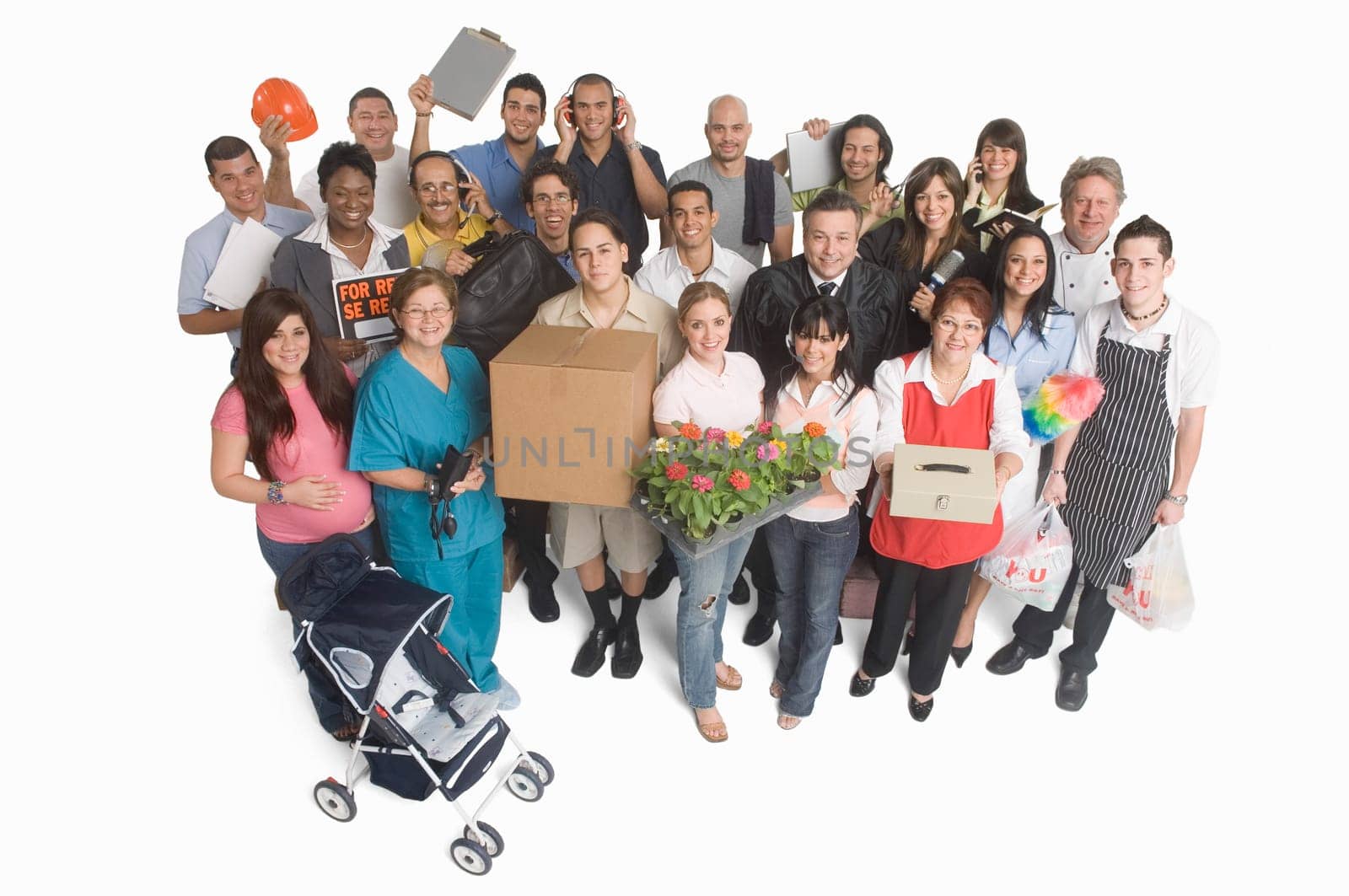 Group portrait of people with different occupations