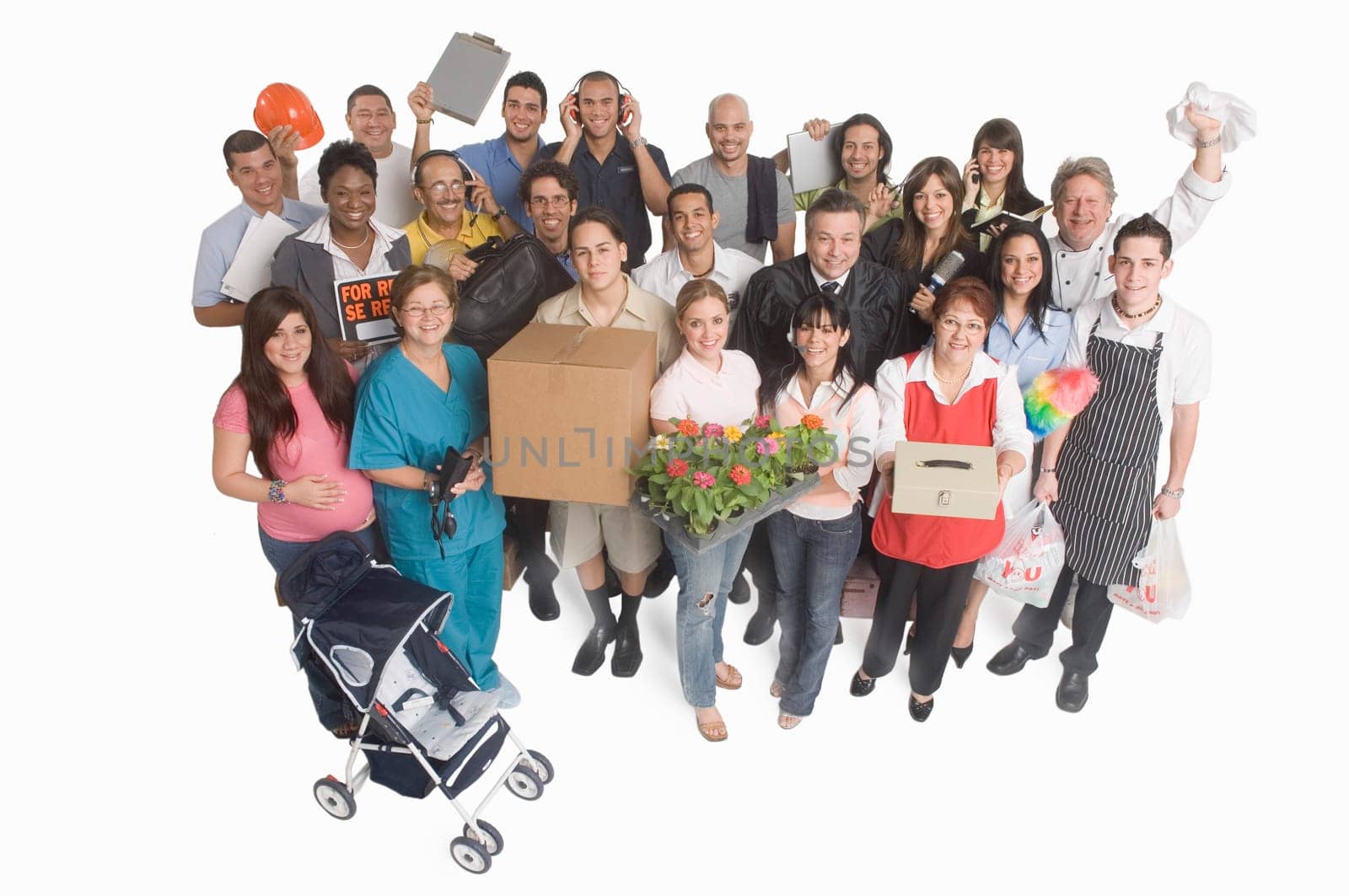 Group portrait of people with different occupations