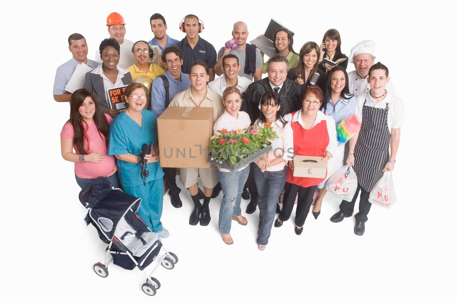 Group portrait of people with different occupations