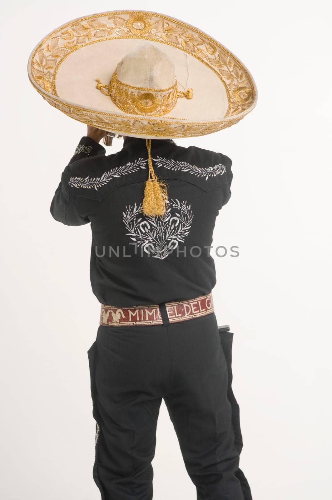 Portrait of Mariachi playing trumpet