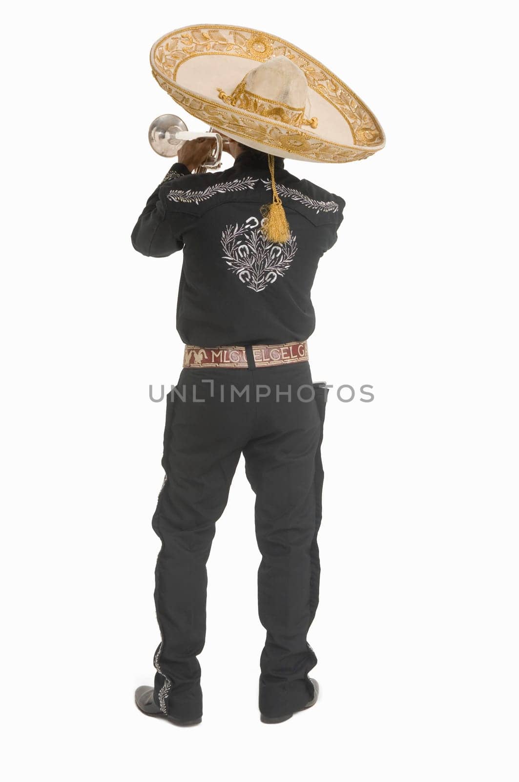 Portrait of Mariachi playing trumpet