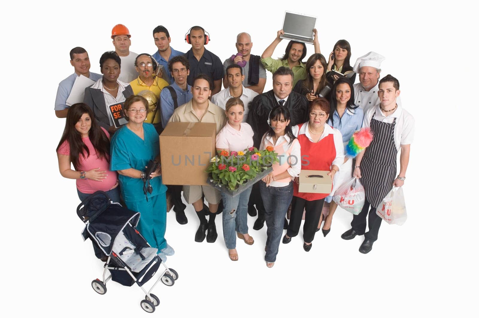 Group portrait of people with different occupations