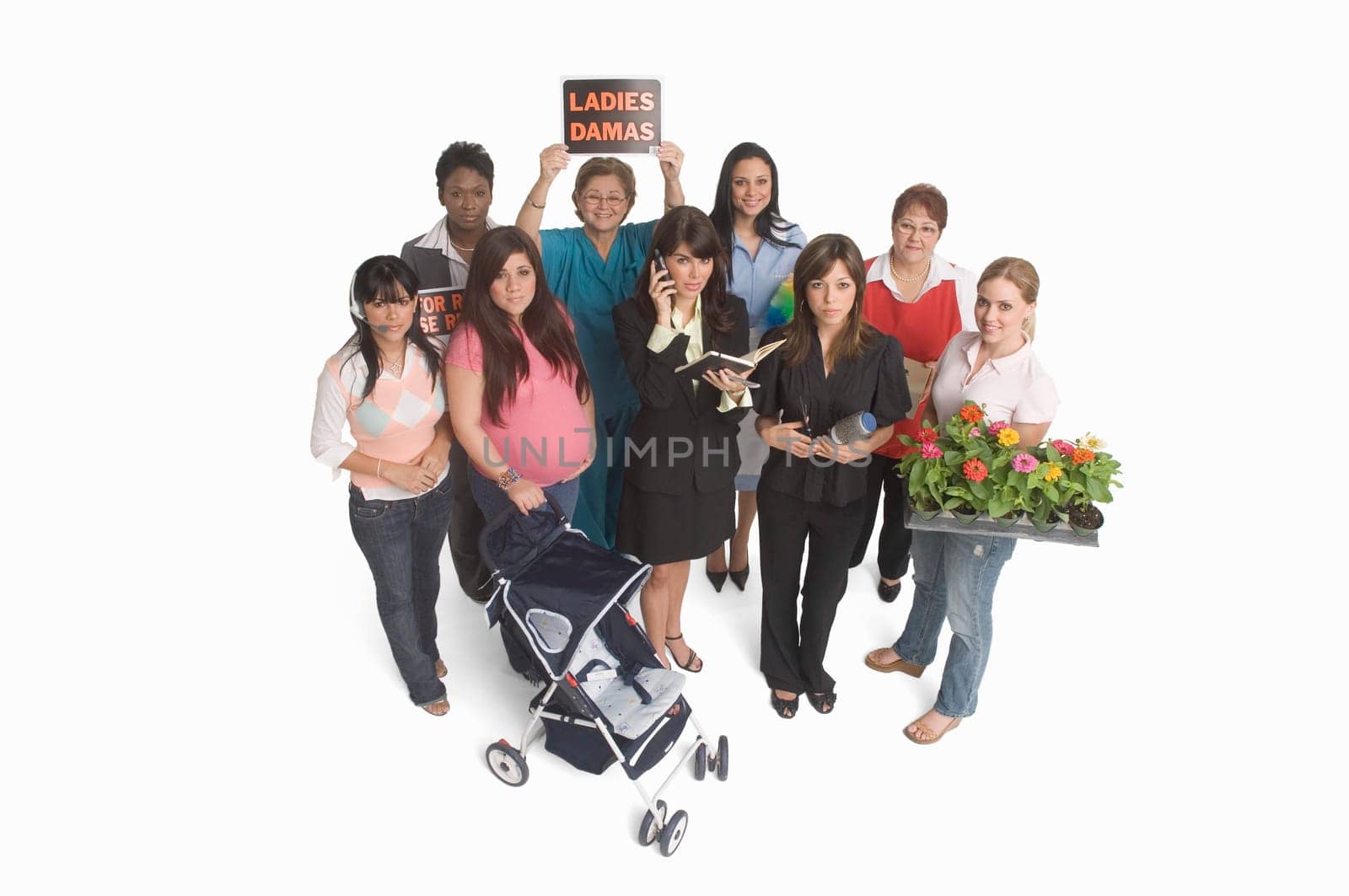 Group portrait of women with different occupations