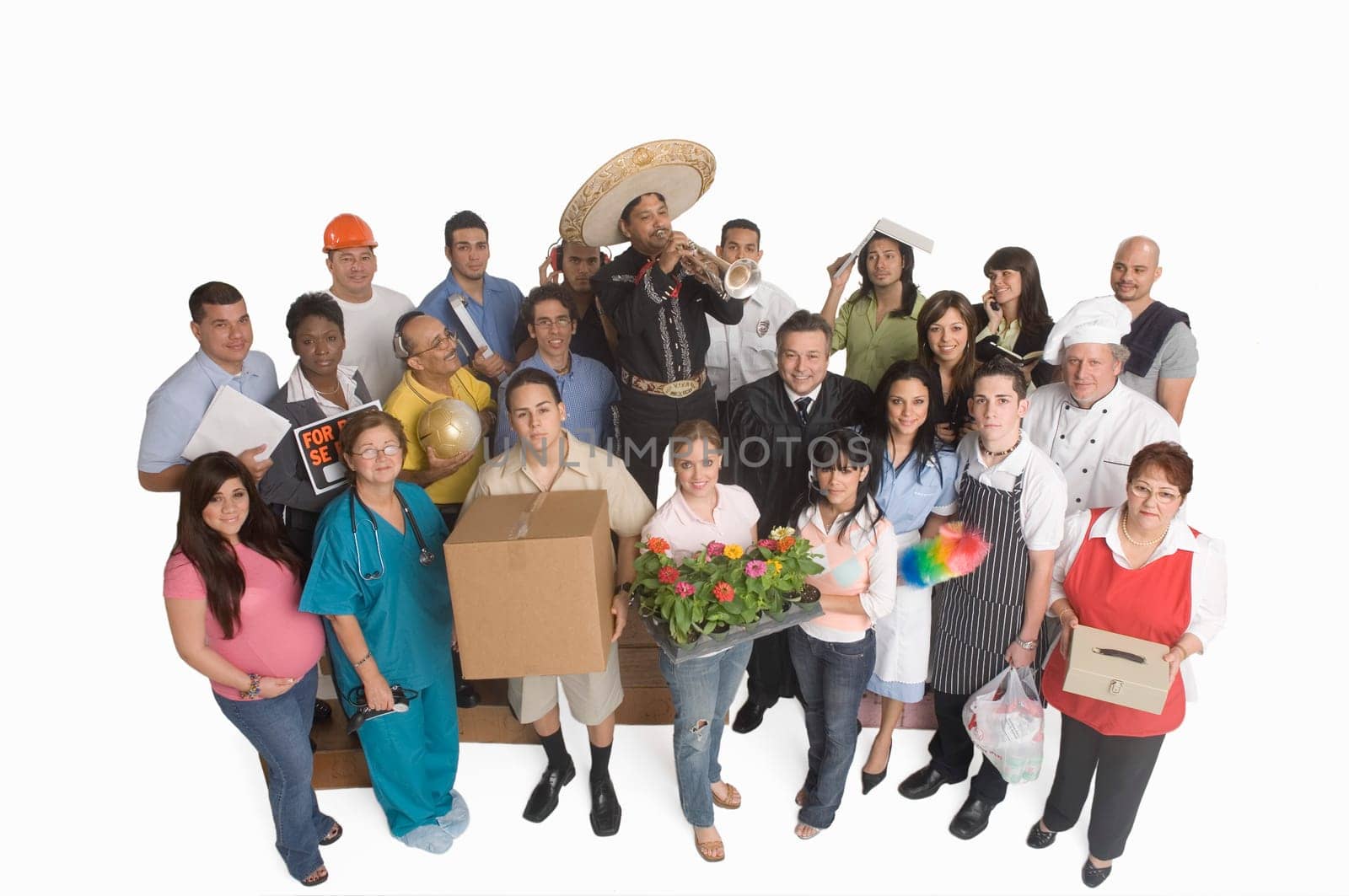 Group portrait of people with different occupations