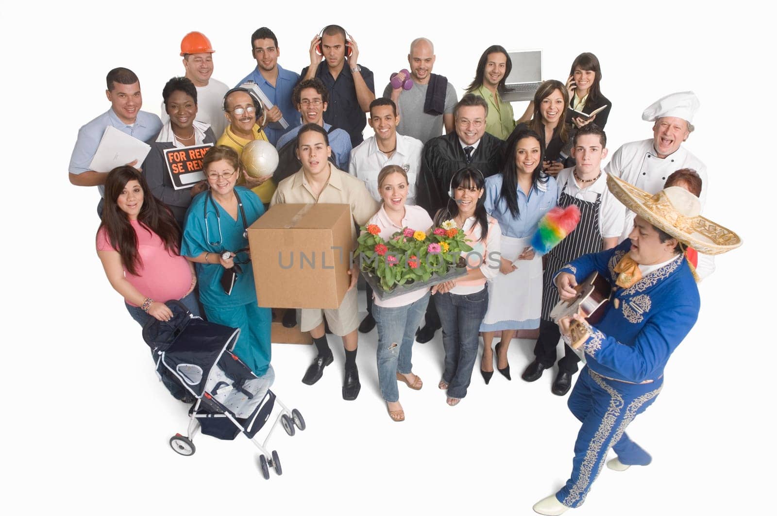 Group portrait of people with different occupations