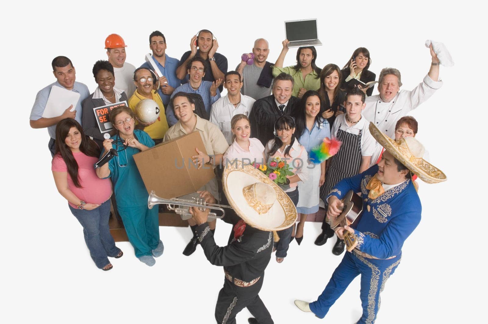 Group portrait of people with different occupations