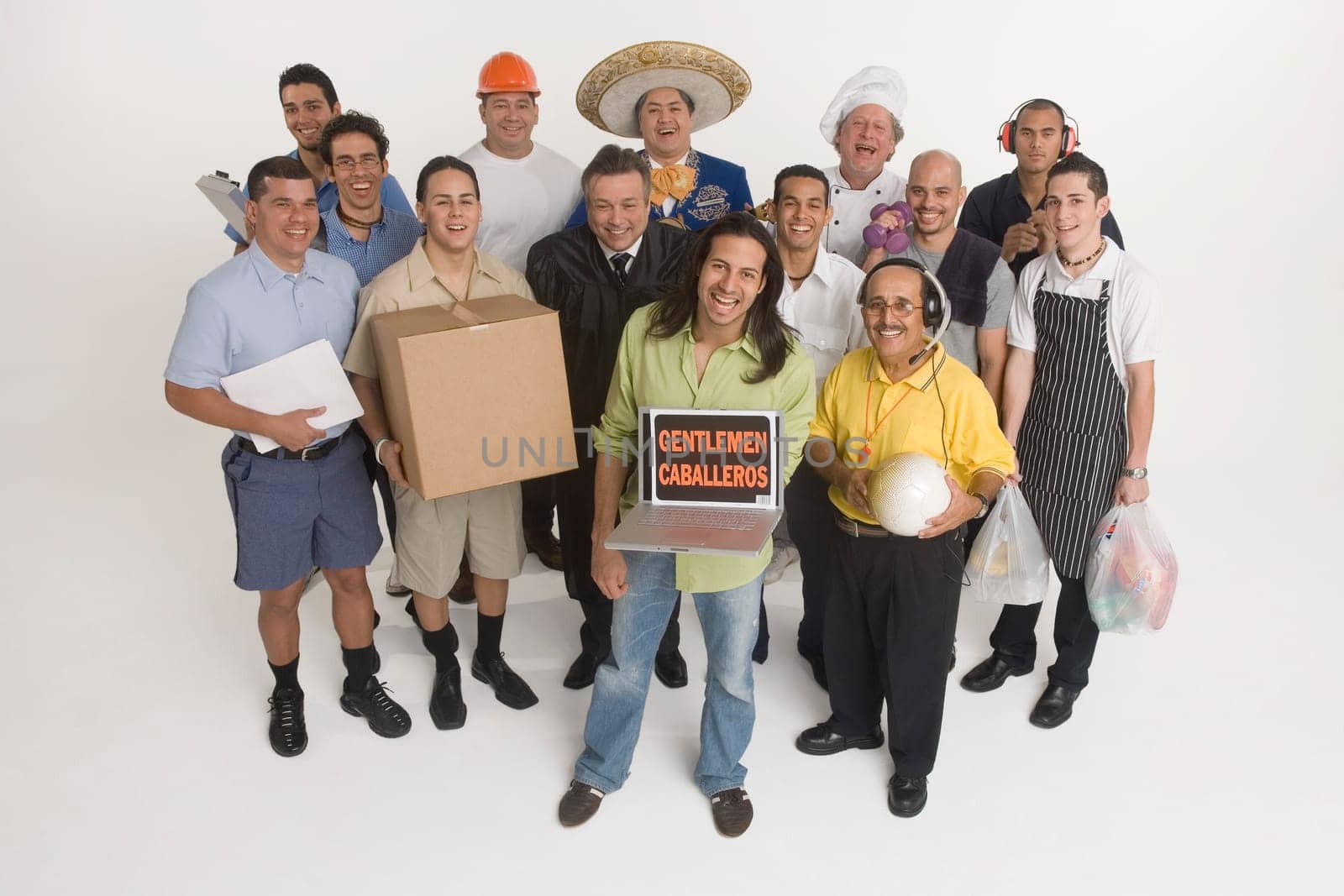 Group portrait of men in different professions