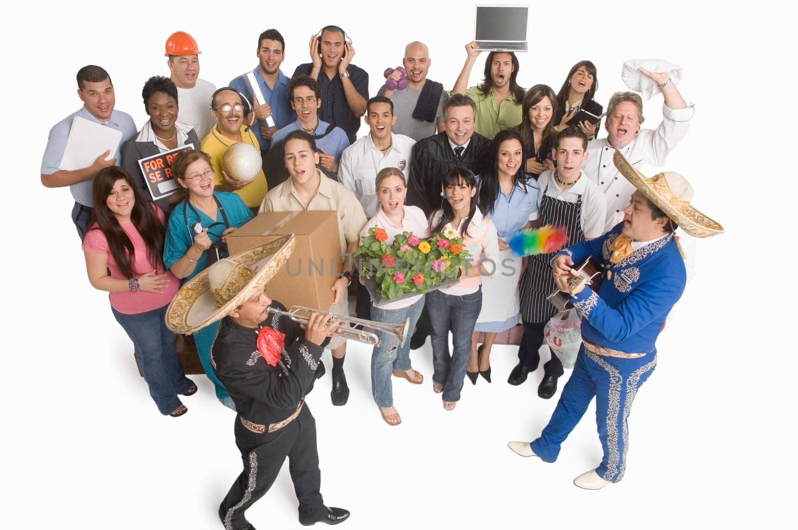 Group portrait of people with different occupations
