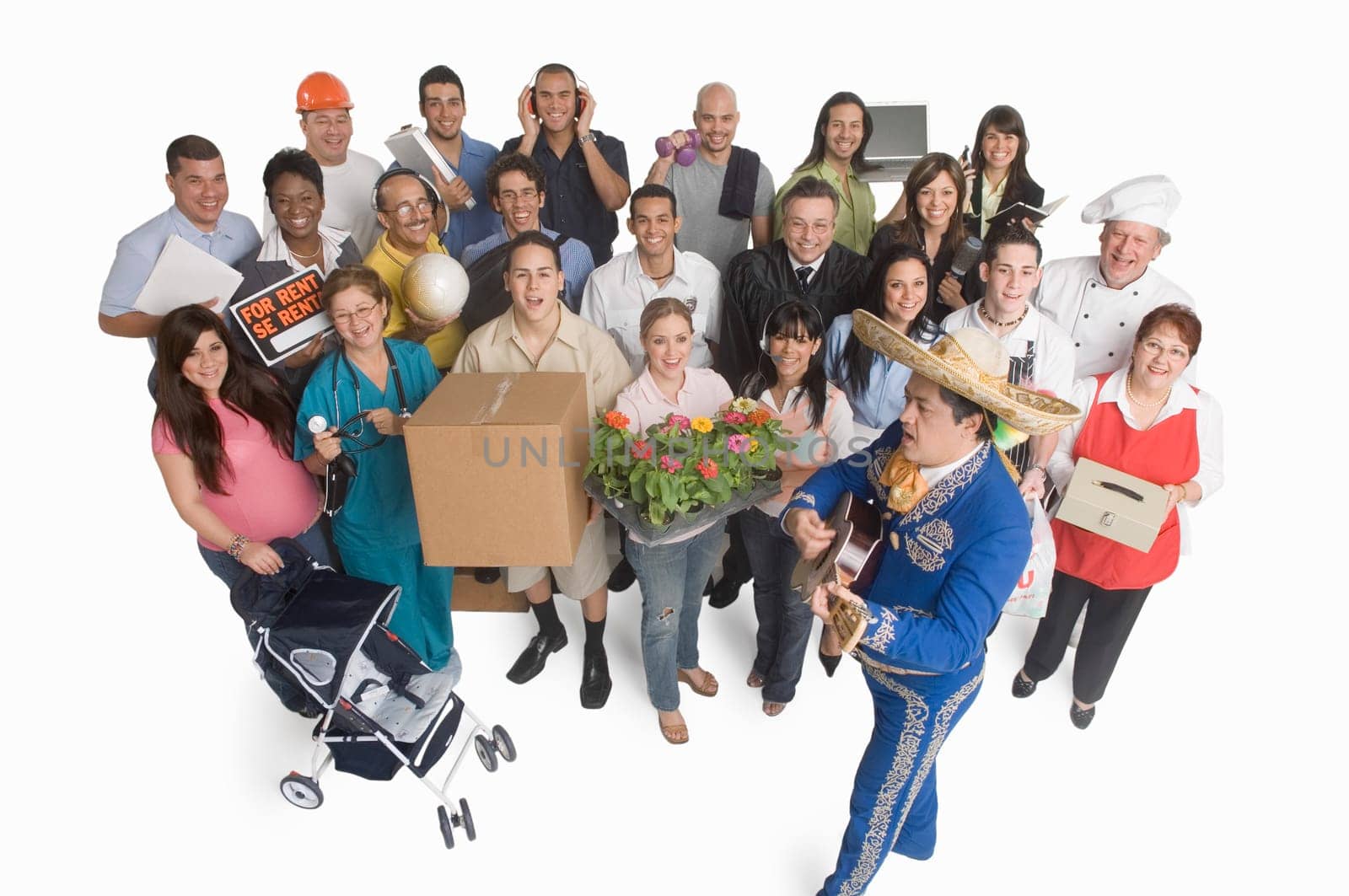Group portrait of people with different occupations