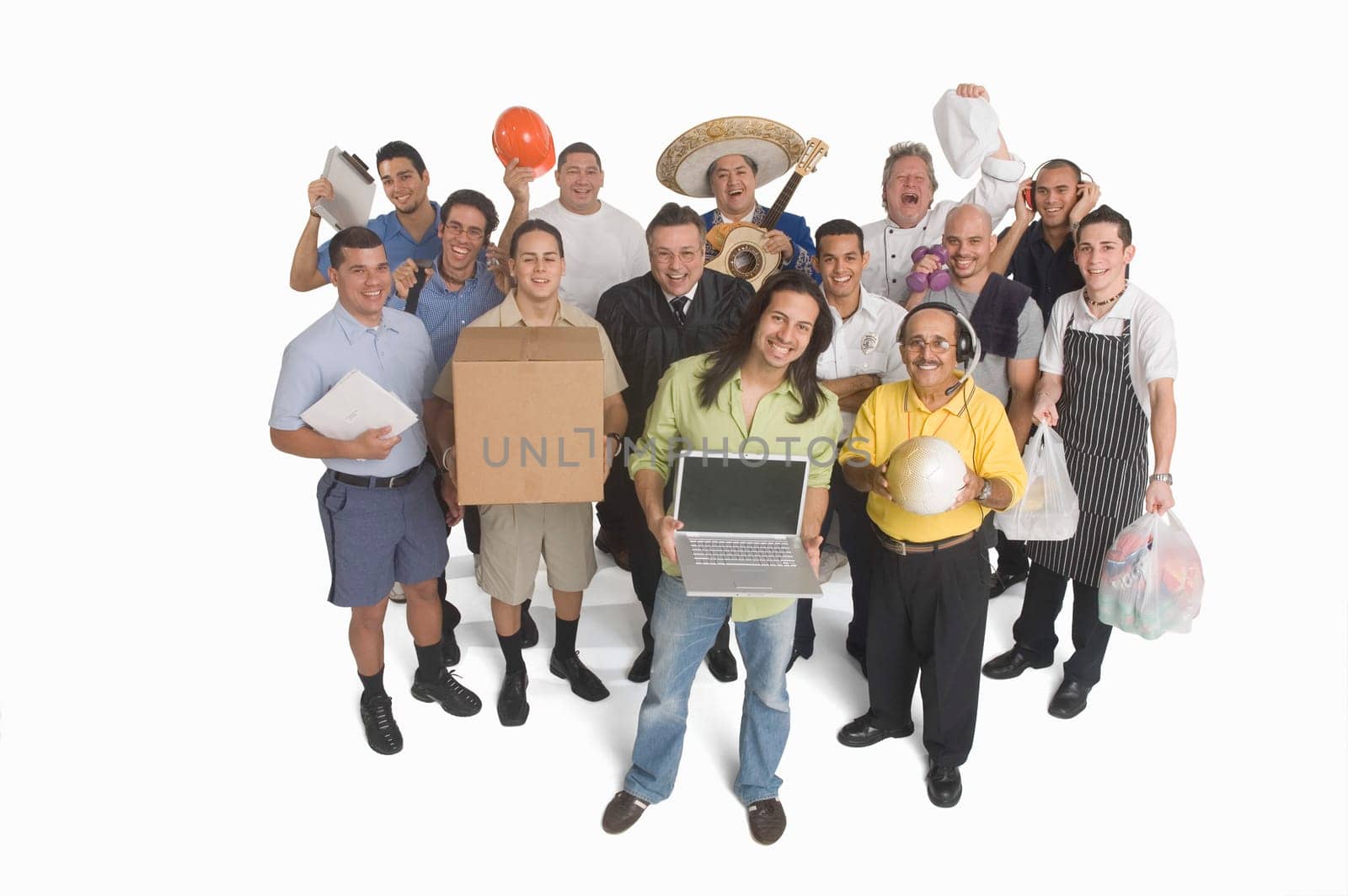 Group portrait of men in different professions