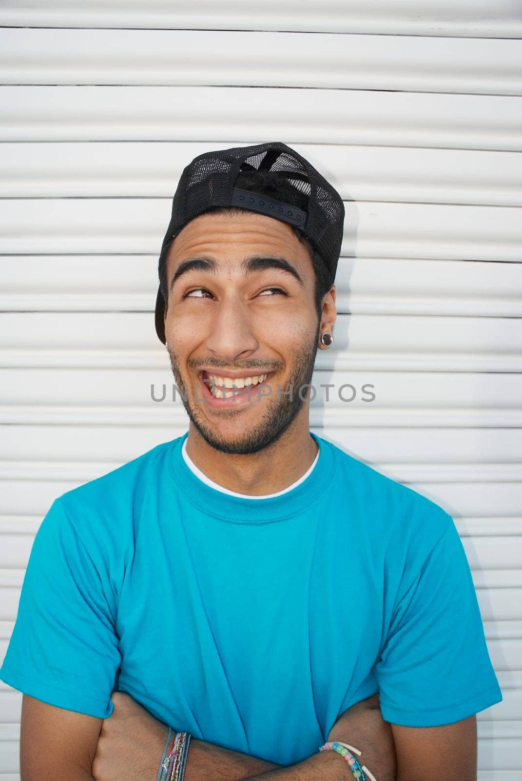 Young man making faces