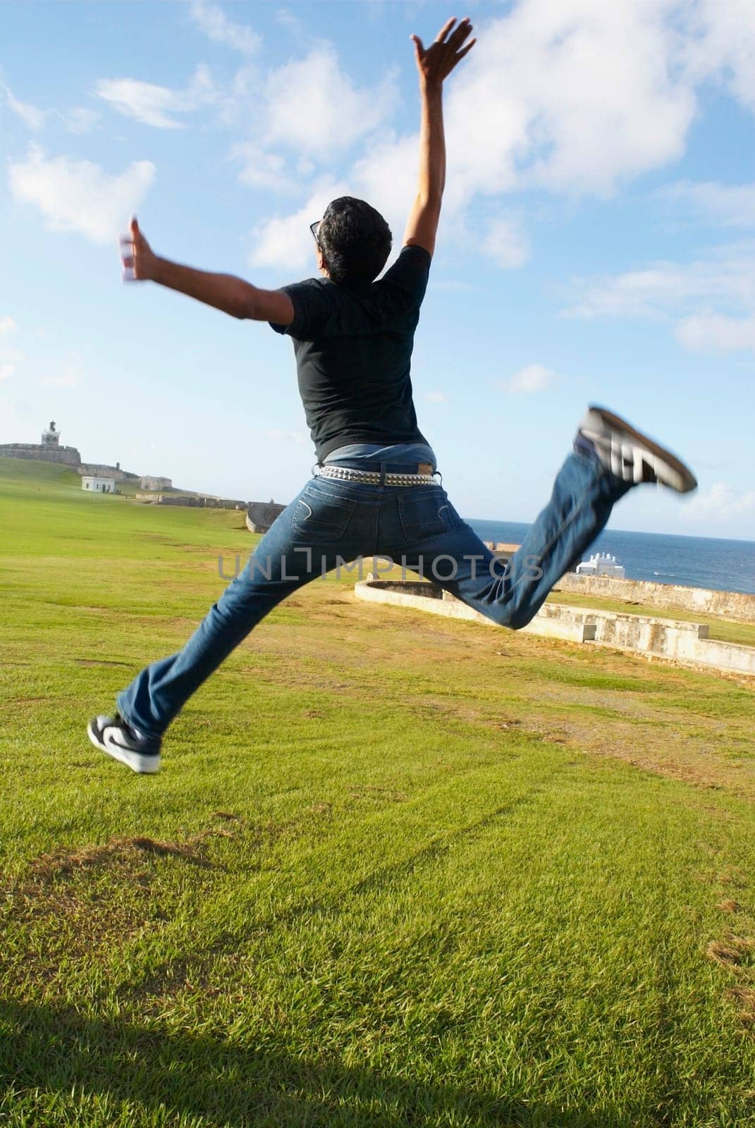 Young man jumping