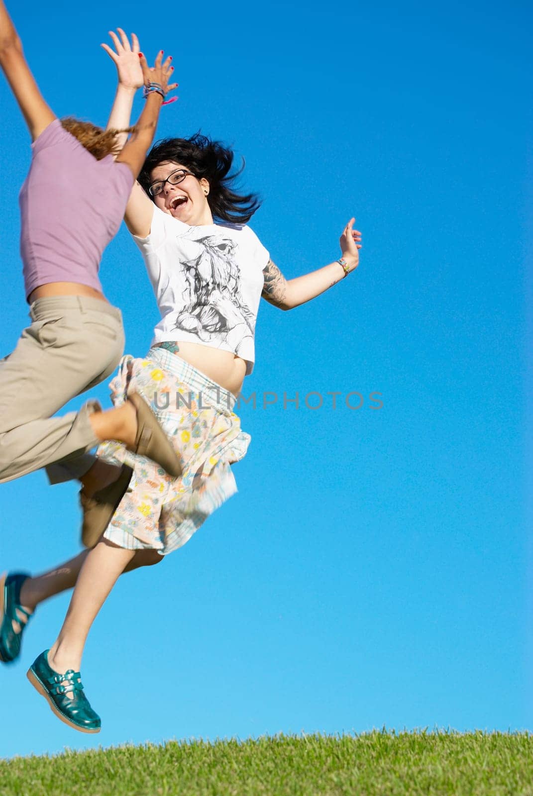 Friends giving high five