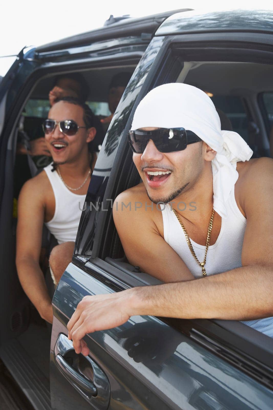 Tourists in a car