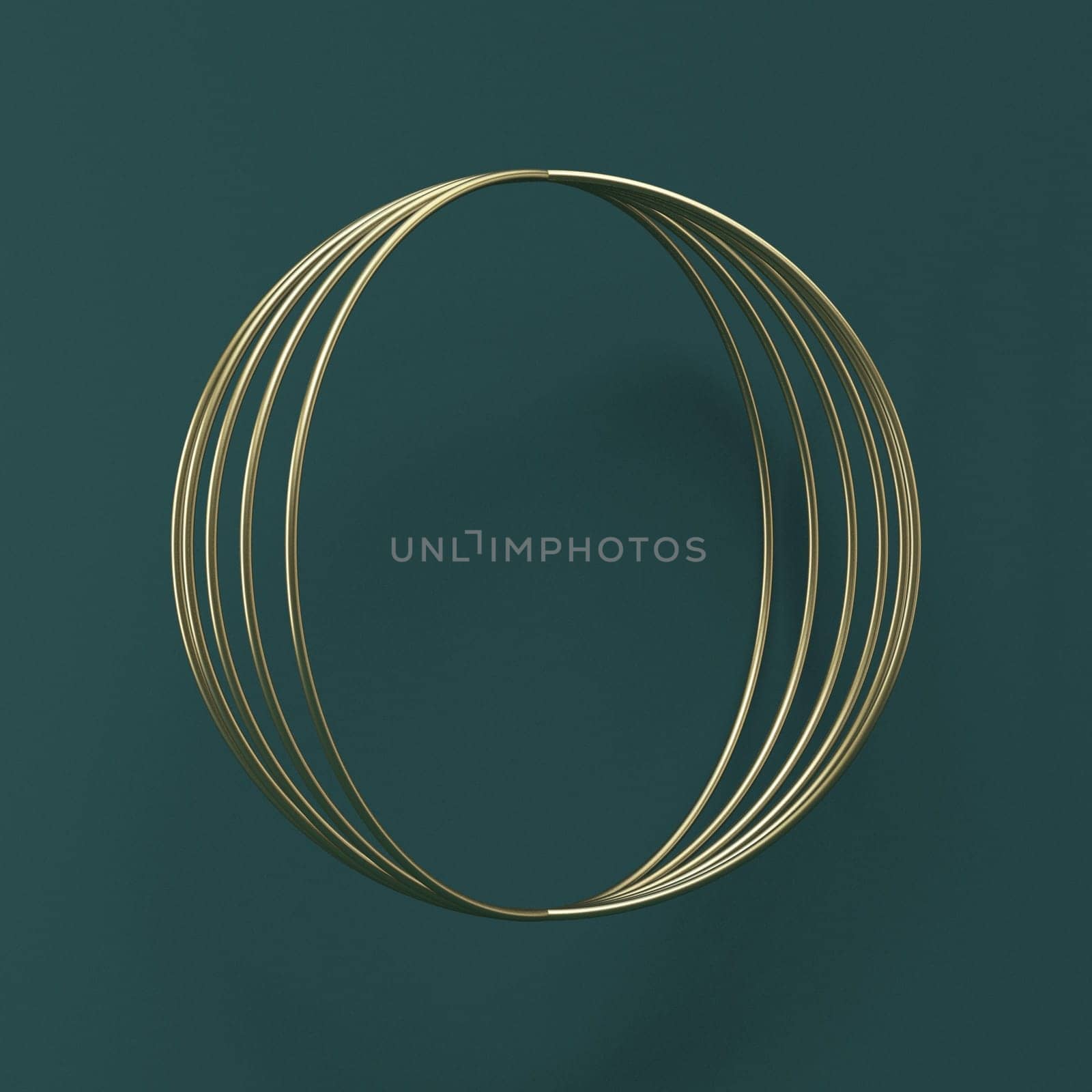 Mock up podium for product presentation rotation of golden ring 3D render illustration on green background