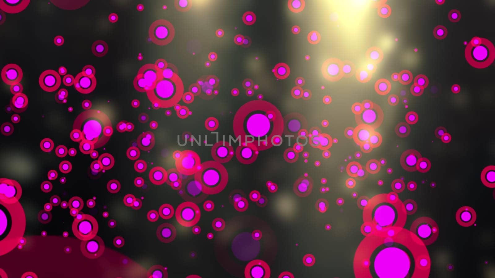 Colored spheres and stroke, computer generated. 3d rendering abstract backdrop from round particles