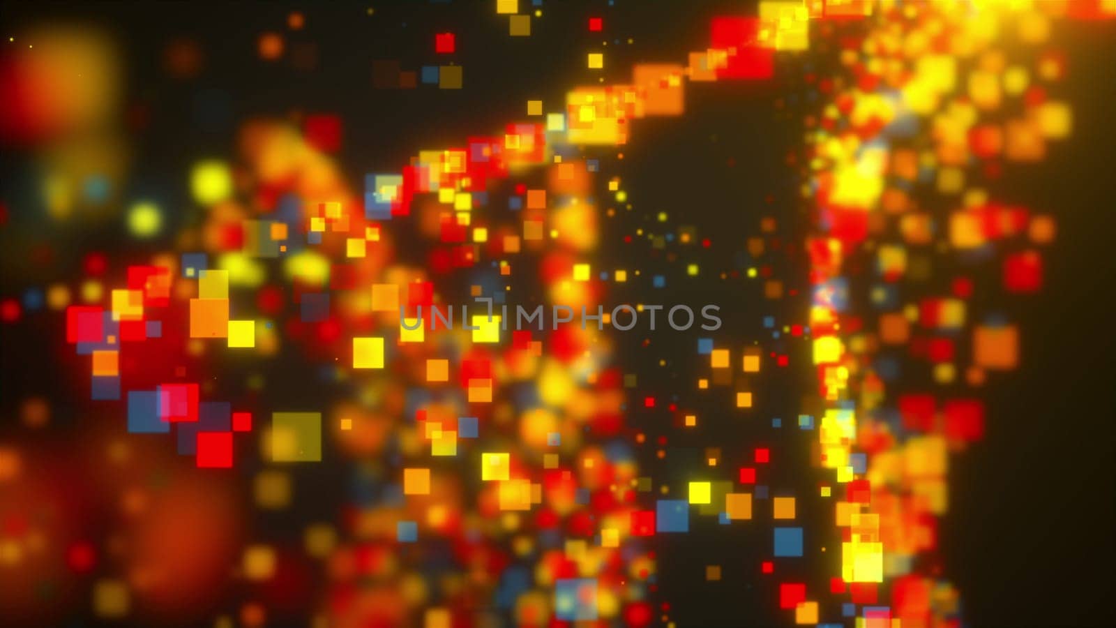 Turbulence movement of small square particles. Computer generated 3d rendering. Abstract background