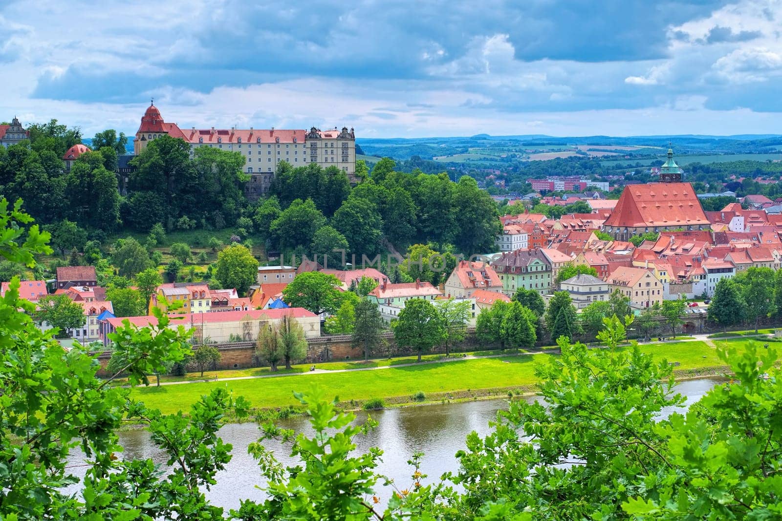 Pirna, Stadtansicht über die Elbe - View over the River Elbe to the town Pirna, Saxony, Germany, Europe
