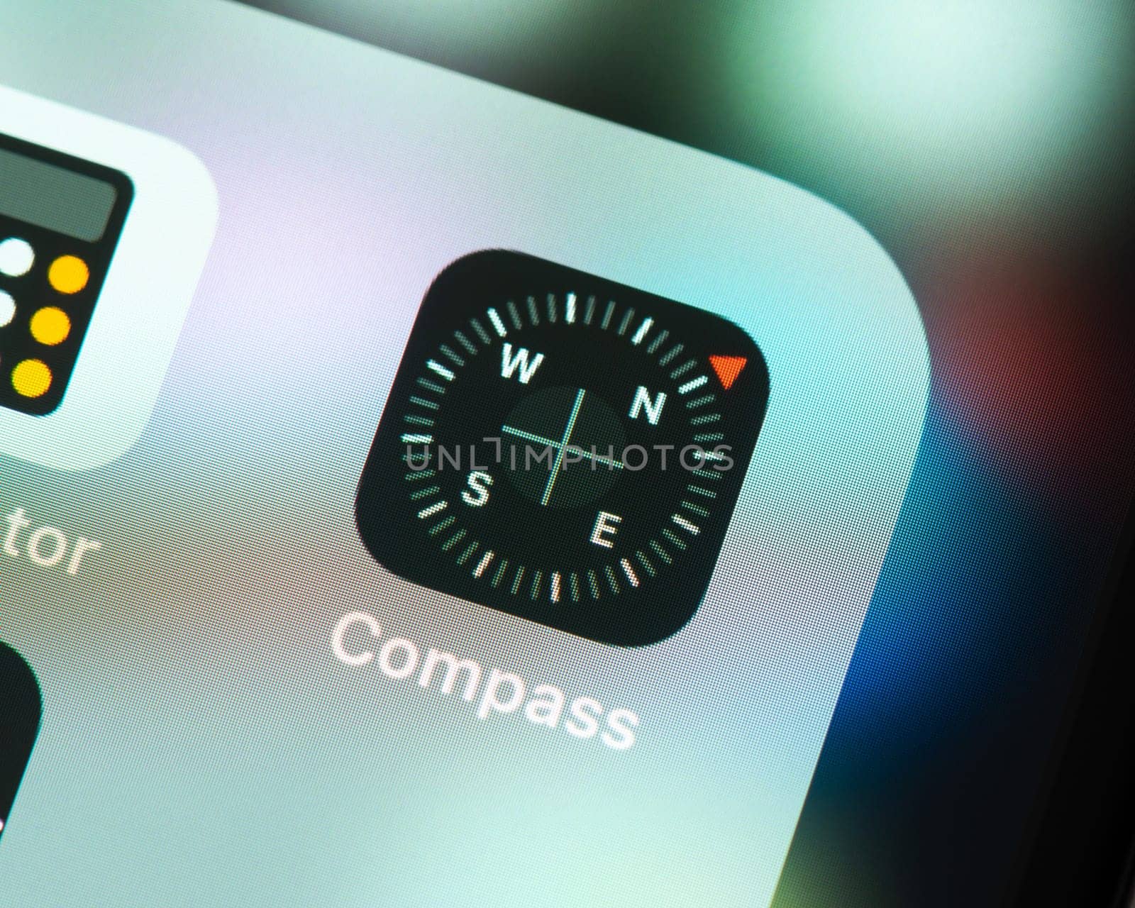 BAYONNE, FRANCE - CIRCA JANUARY 2021: Compass app icon on Apple iPhone screen.