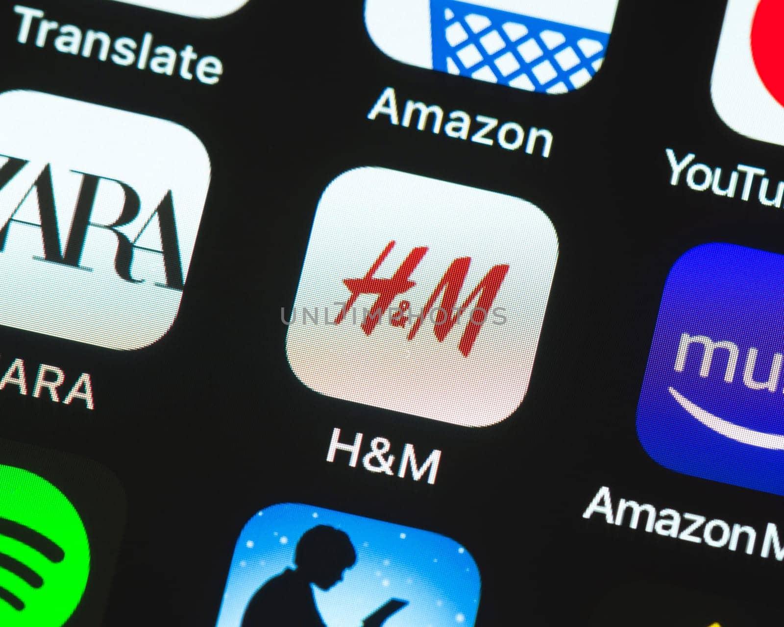 BAYONNE, FRANCE - CIRCA JANUARY 2021: H and M app icon on Apple iPhone screen