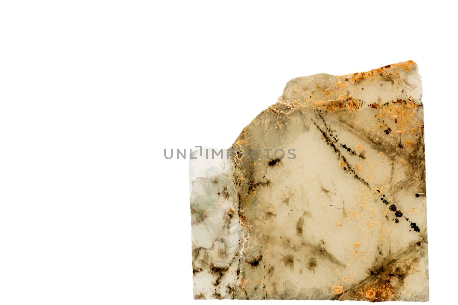 Biotite in a closeup on white background