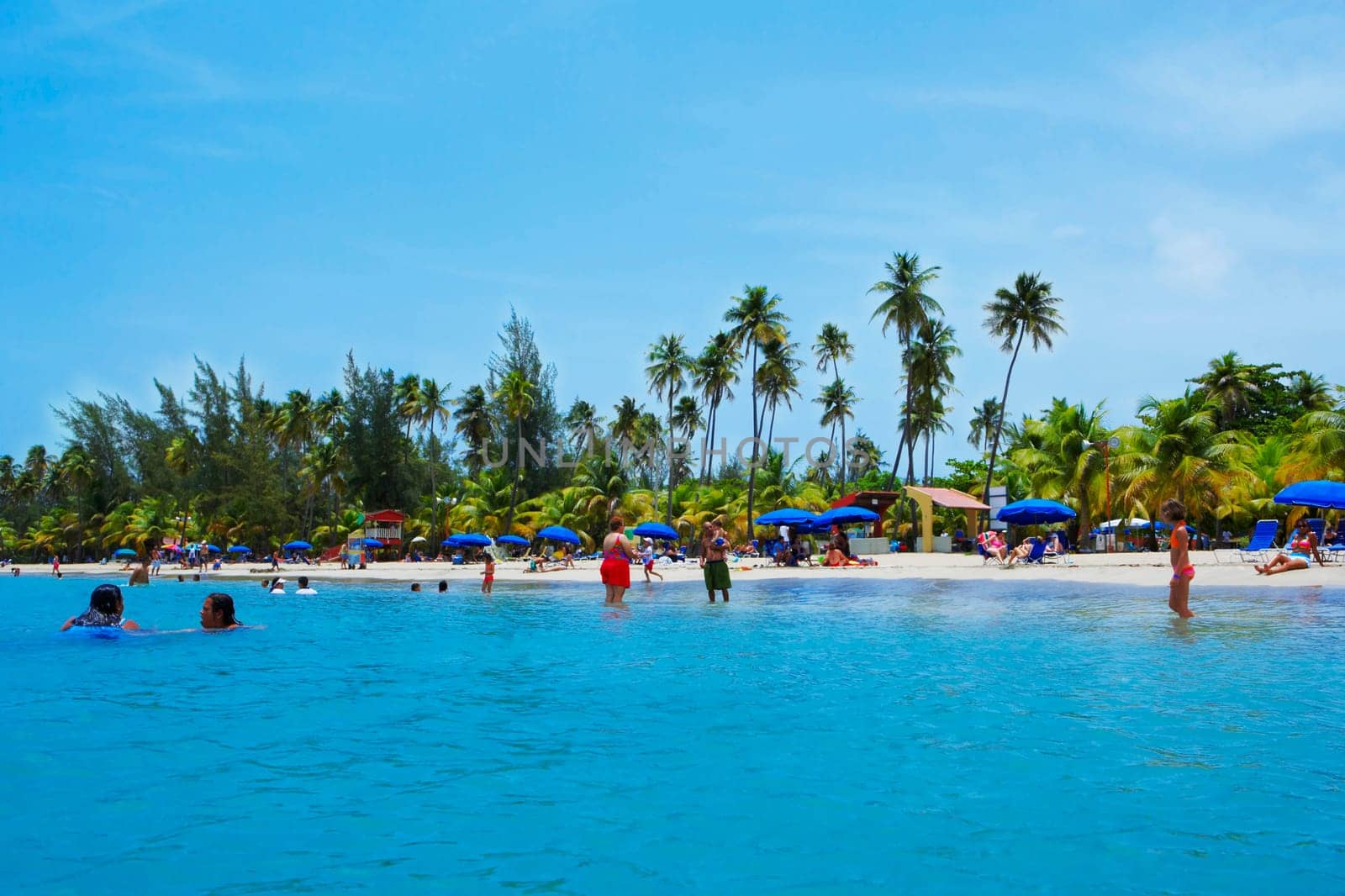 Group of people on the beach, Luquillo Beach, Puerto Rico