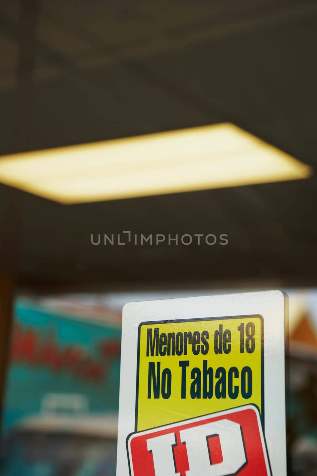 Close-up of a Warning sign in a store