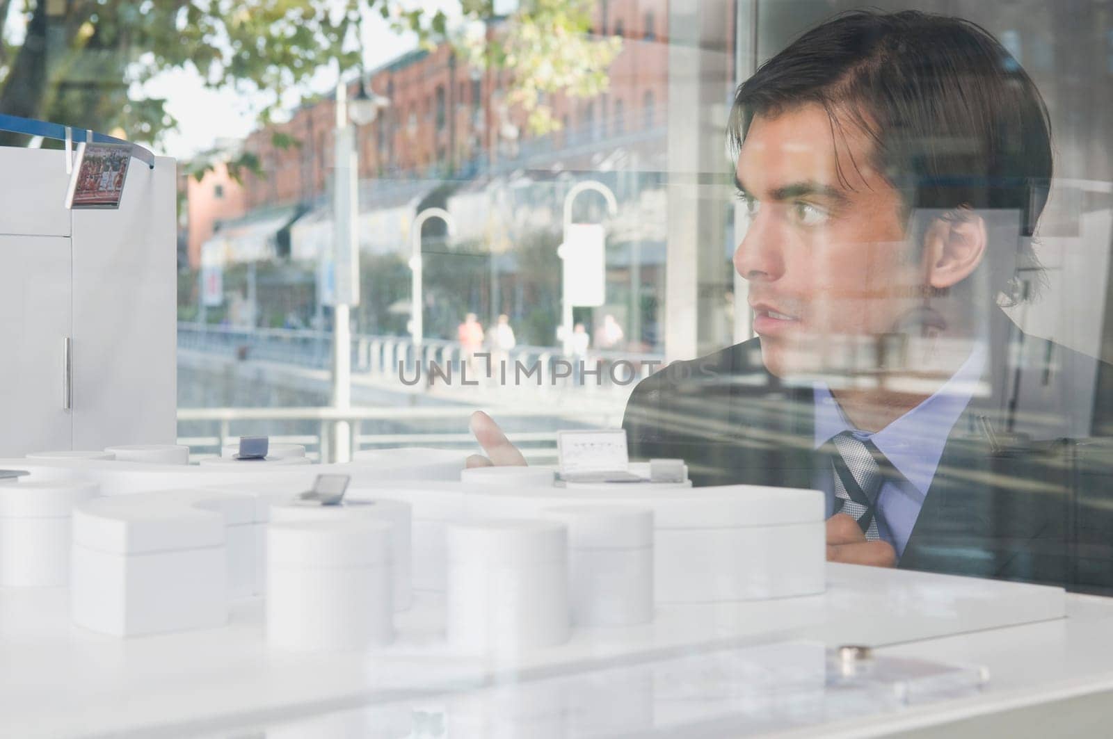 Businessman looking at an architectural model