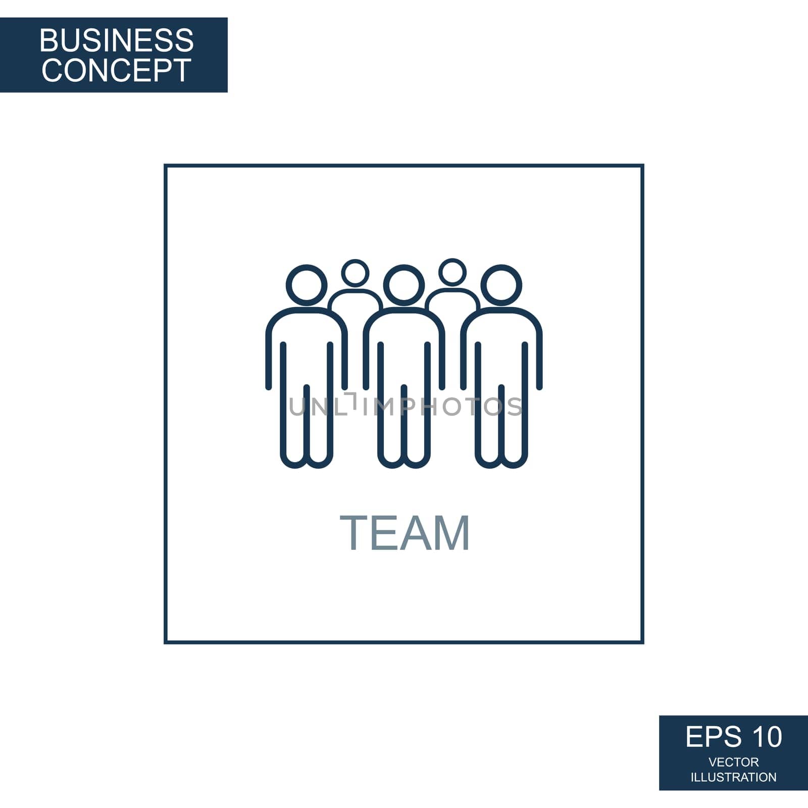 Business concept, web icon from thin lines. Team - Vector illustration